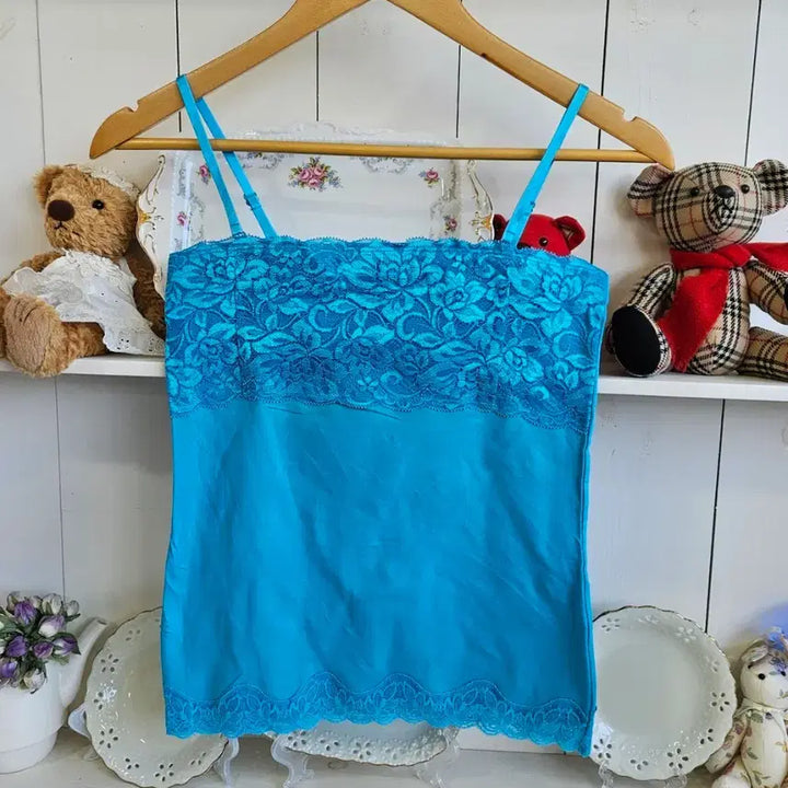 [BUNJANG] MICHEL KLEIN Turkish Blue Lace Camisole / 터키블루 레이스 슬립 나시