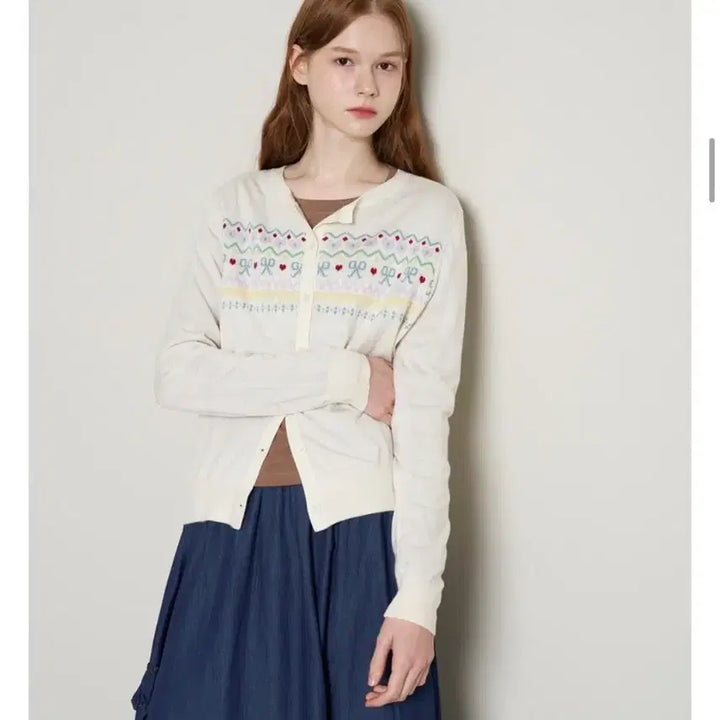 [BUNJANG] LeShop Lovely Nordic Pattern Long Sleeve Cardigan (Gray, Free Size) / [미개봉새제품] 박보영st 정가 6만9천원 르샵 러블리 노르딕 패턴 긴팔