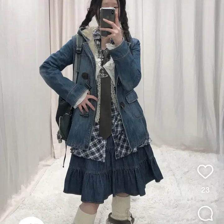 [BUNJANG] Swingling Seoul Denim Set / 선가든파티 코코모리 미라이클립 합정빈티지 스윙잉서울 데님 빈티지 코디세트