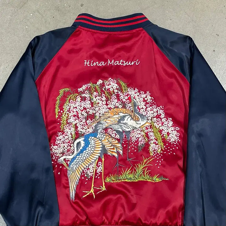[BUNJANG] Zara Woman Cherry Blossom Embroidery Sukajan Jacket / S 자라 우먼 벚꽃 학 자수 스카쟌
