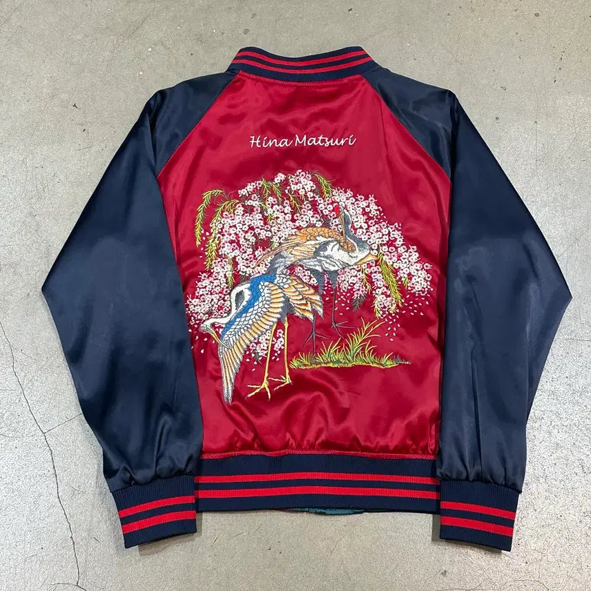 [BUNJANG] Zara Woman Cherry Blossom Embroidery Sukajan Jacket / S 자라 우먼 벚꽃 학 자수 스카쟌