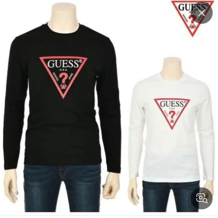 [BUNJANG] Guess Unisex Original Logo Triangle Long Sleeve T-Shirt M / 게스남여공용 오리지설 로고 삼각티셔츠 긴팔 M사이즈