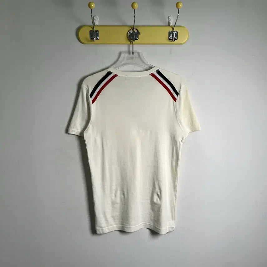 [BUNJANG] Dolce &amp; Gabbana Tricolore Stripe V-Neck Short Sleeve T-Shirt / 돌체앤가바나 트리콜로 스트라이프 브이넥 반팔 티셔츠 50
