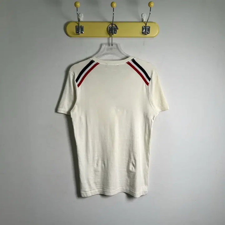 [BUNJANG] Dolce &amp; Gabbana Tricolore Stripe V-Neck Short Sleeve T-Shirt / 돌체앤가바나 트리콜로 스트라이프 브이넥 반팔 티셔츠 50