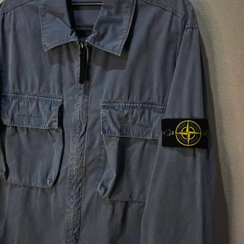 [BUNJANG] Stone Island 22SS Old Effect 114WN Overshirt - Pastel Blue (M) / 정품 스톤아일랜드 22SS 올드이펙트 114WN 오버셔츠 95/M
