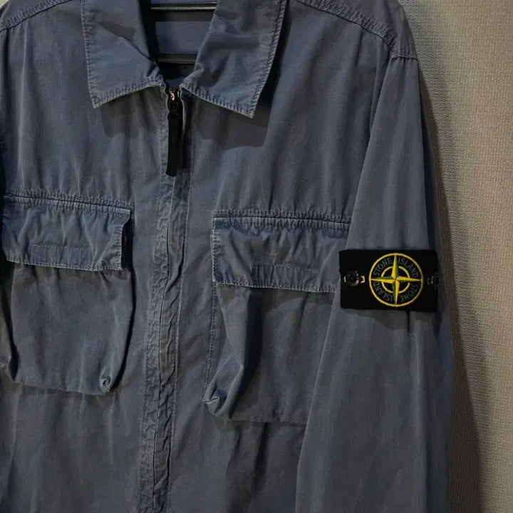 [BUNJANG] Stone Island 22SS Old Effect 114WN Overshirt - Pastel Blue (M) / 정품 스톤아일랜드 22SS 올드이펙트 114WN 오버셔츠 95/M