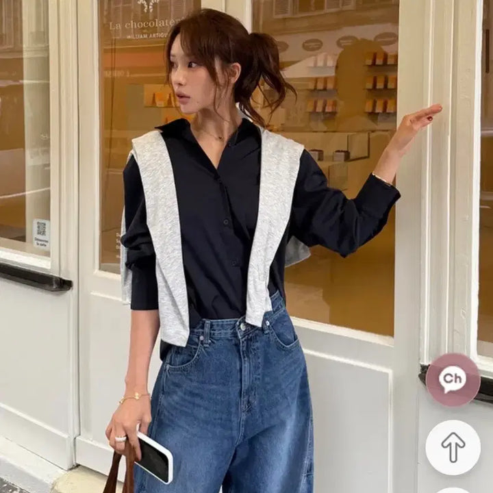 [BUNJANG] Mari Market Navy Office Look Daily Shirt / [보관만한새제품] 정가 4만3천원 마리마켓 오피스룩 데일리셔츠 핏이쁨 네