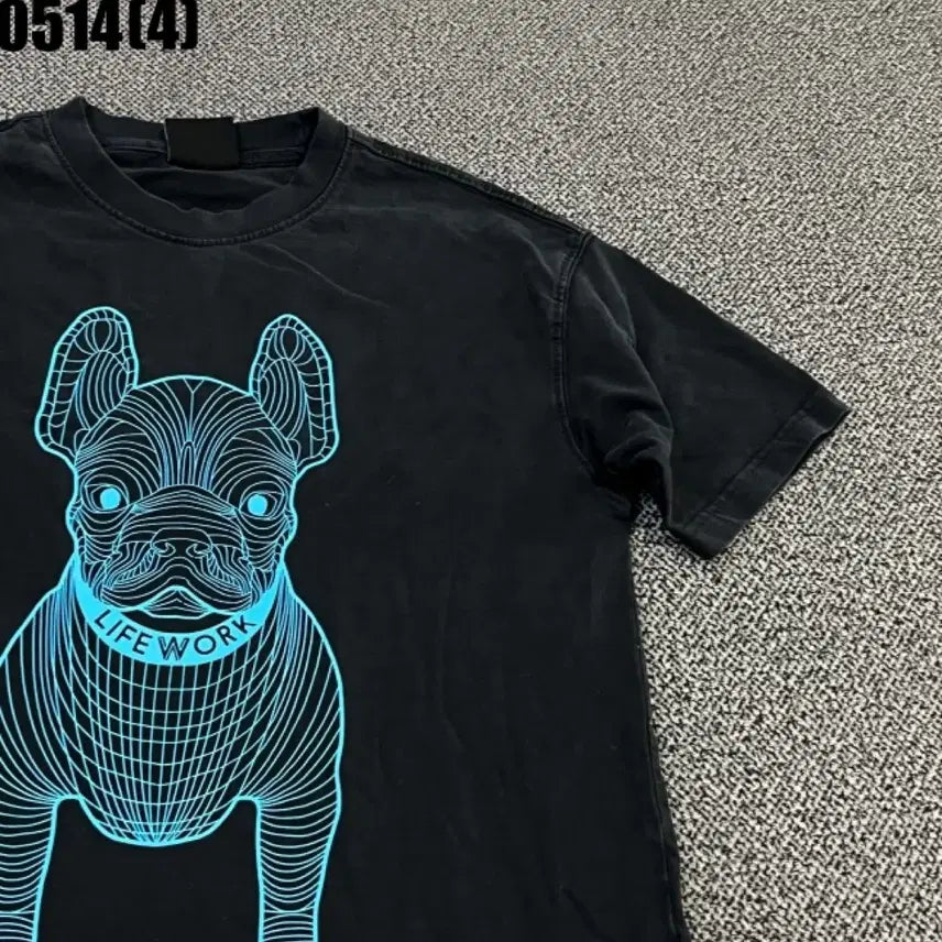 [BUNJANG] Lifework Dog Short-Sleeve T-Shirt Black / 라이프워크 강아지 반팔 티셔츠 블랙