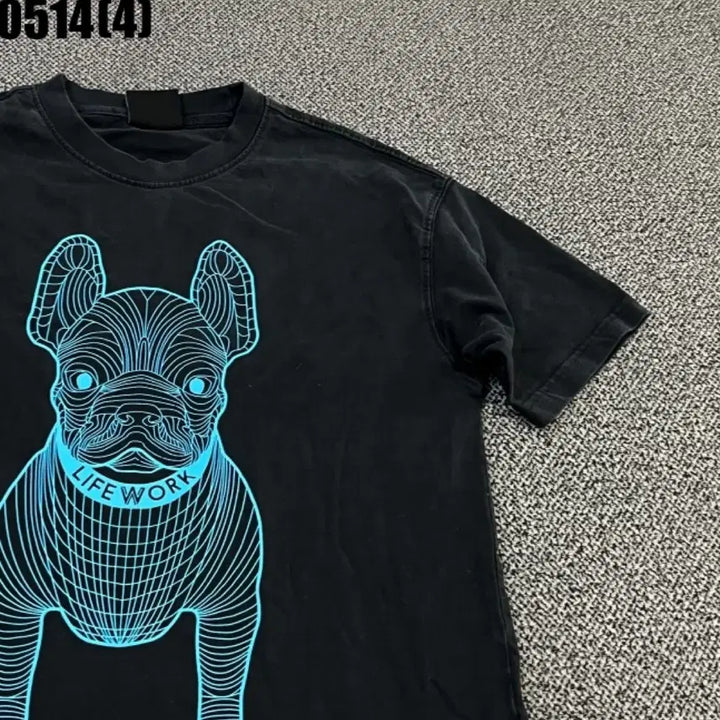[BUNJANG] Lifework Dog Short-Sleeve T-Shirt Black / 라이프워크 강아지 반팔 티셔츠 블랙