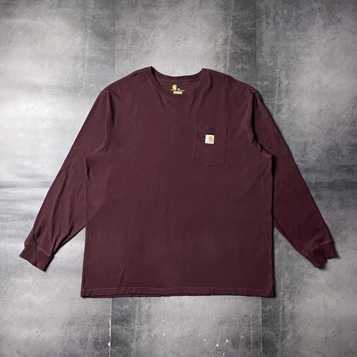 [BUNJANG] Carhartt K126 Wine Long Sleeve T-Shirt A00960 / CARHARTT 칼하트 K126 와인 긴팔 티셔츠 A00960
