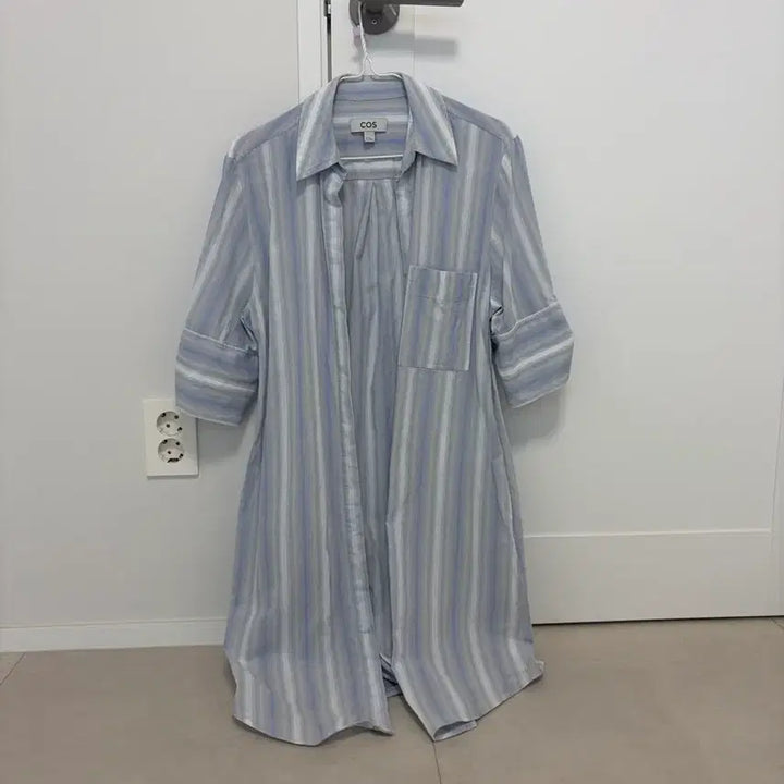 [BUNJANG] COS Striped Short Sleeve Shirt Dress Blue / COS 코스 스트라이프 줄무늬 쇼트 슬리브 반팔 셔츠 원피스 블루