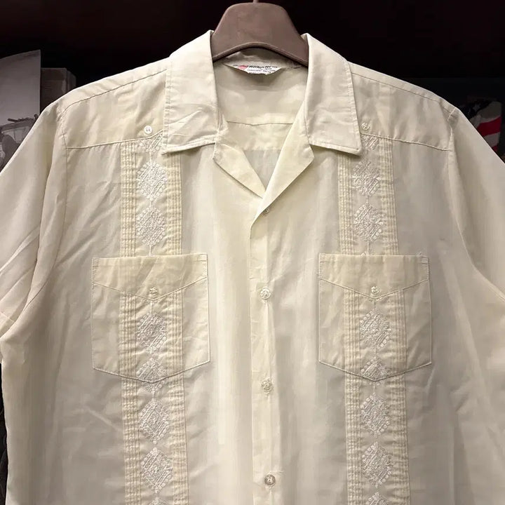 [BUNJANG] ROMANI 80s Floral Paisley Pintuck Kuba Shirt / 80s ROMANI 플라워 페이즐리 핀턱 쿠바셔츠 한국생산 N1326