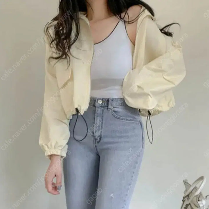 [BUNJANG] Cropped Military Style Jacket - Ivory, One Size / 새상품 크롭 야상스타일 자켓 프리사이즈 아이보리색상