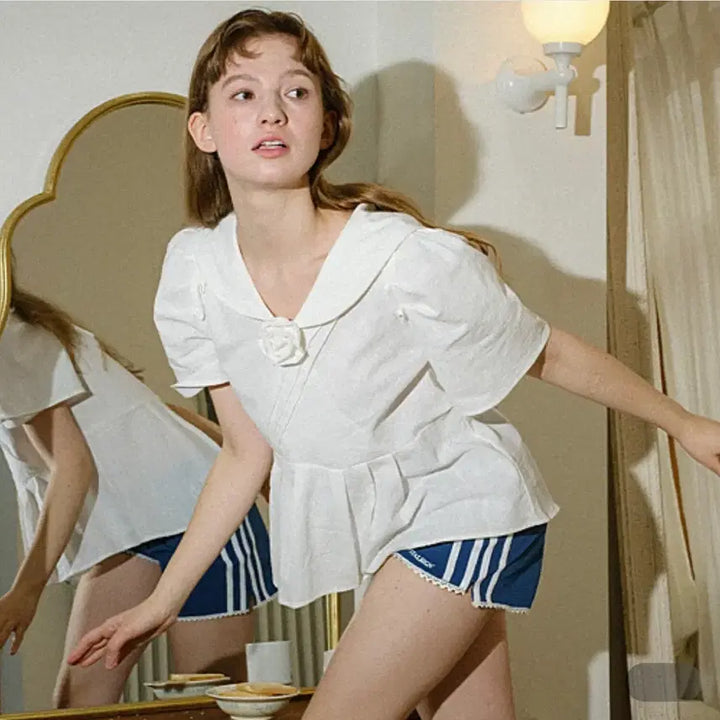 [BUNJANG] Vitalsign Sailor Linen Blouse / [새상품] 바이탈싸인 세일러 린넨 블라우스