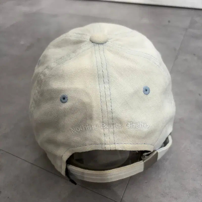 [BUNJANG] FREE Dexter Embroidered Denim Ball Cap Hat / FREE 댁스터 게토 자수 데님 볼캡 모자