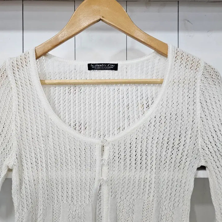 [BUNJANG] Ivory Perforated Knit Cardigan / 아이보리 펀칭 니트 가디건