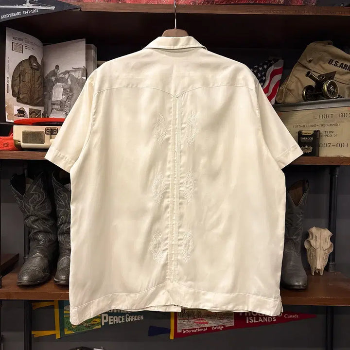 [BUNJANG] 90s MAYAPAN Decal Paisley Guayabera Cuban Shirt / 90s MAYAPAN 데칼 페이즐리 알포르자 구아야베라 쿠바셔츠 N132