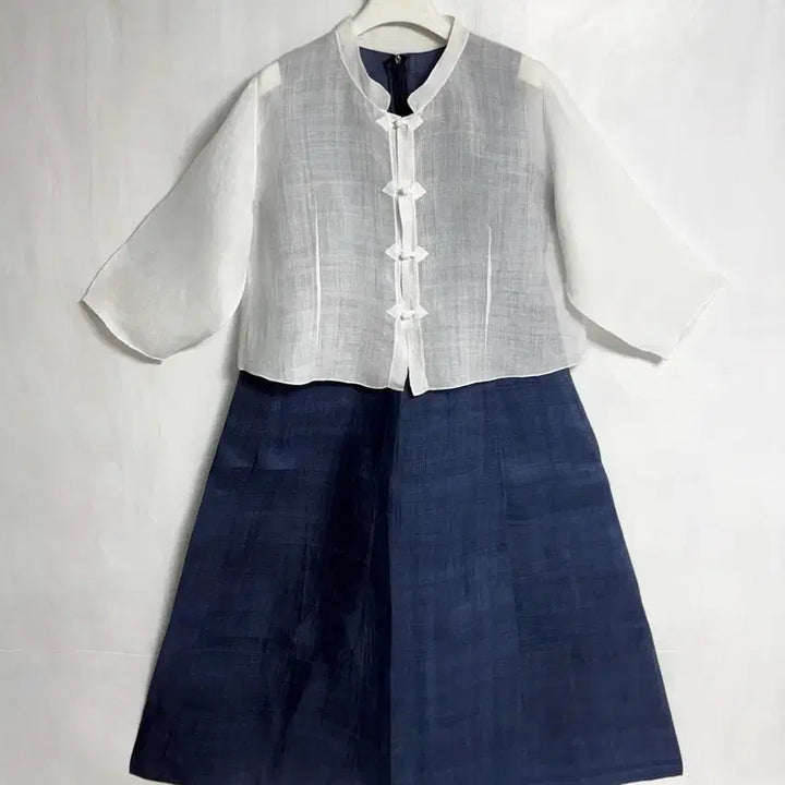[BUNJANG] Custom Ramie Hanbok Jacket and Dress Set / (맞춤) 모시 저고리, 모시 원피스 세트