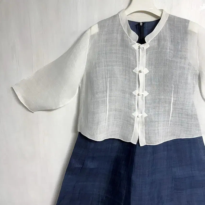 [BUNJANG] Custom Ramie Hanbok Jacket and Dress Set / (맞춤) 모시 저고리, 모시 원피스 세트