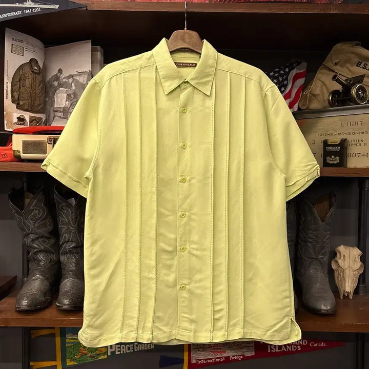 [BUNJANG] 00s Cubavera Gradient Stitch Pintuck HBT Cuban Shirt XL / 00s 쿠바베라 그라데이션 스티치 핀턱 HBT 쿠바셔츠 N1330