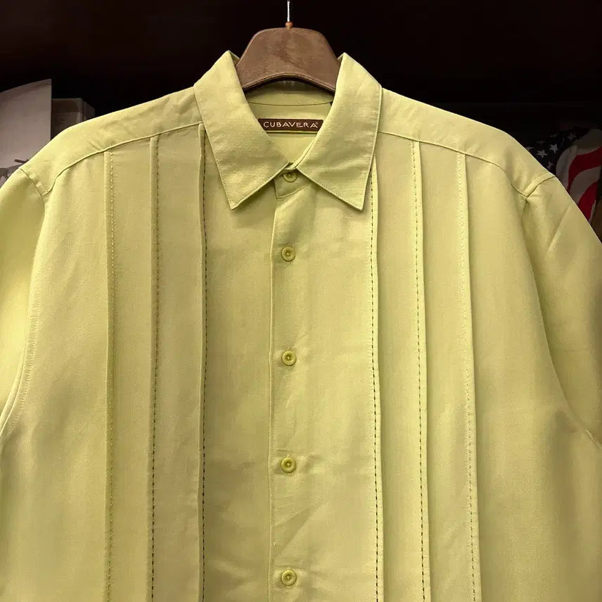 [BUNJANG] 00s Cubavera Gradient Stitch Pintuck HBT Cuban Shirt XL / 00s 쿠바베라 그라데이션 스티치 핀턱 HBT 쿠바셔츠 N1330
