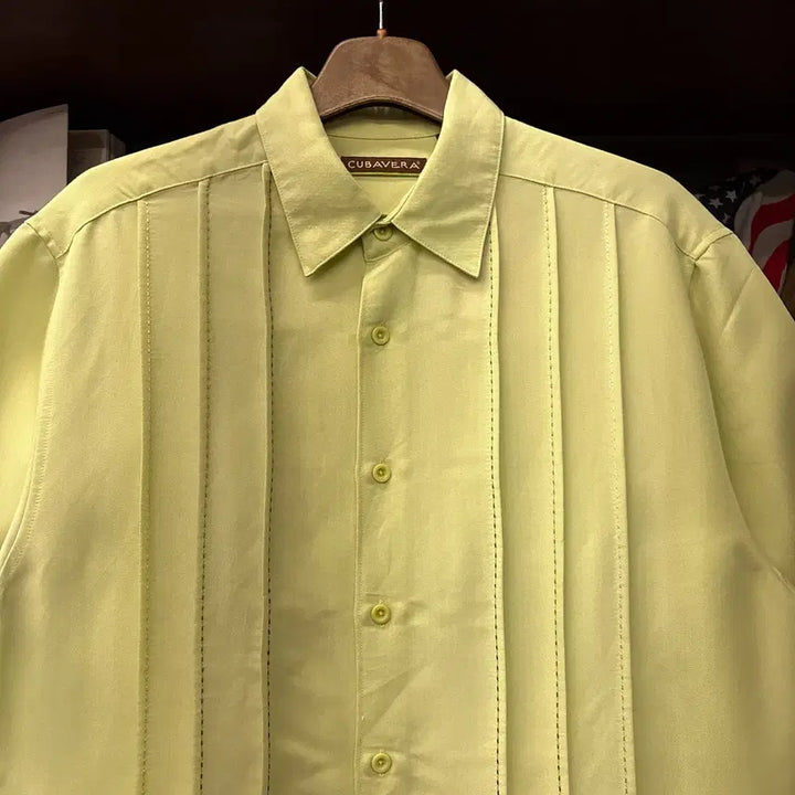 [BUNJANG] 00s Cubavera Gradient Stitch Pintuck HBT Cuban Shirt XL / 00s 쿠바베라 그라데이션 스티치 핀턱 HBT 쿠바셔츠 N1330