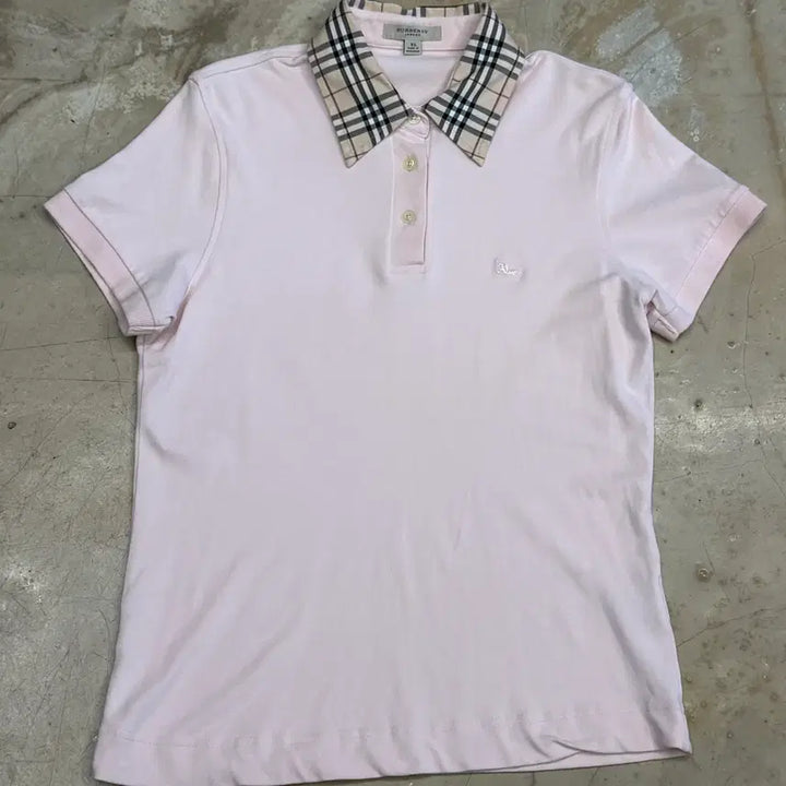 [BUNJANG] Burberry Nova Check Collar Detail Short Sleeve T-shirt XL / 여성용 버버리 노바체크 카라 포인트 반팔티 XL