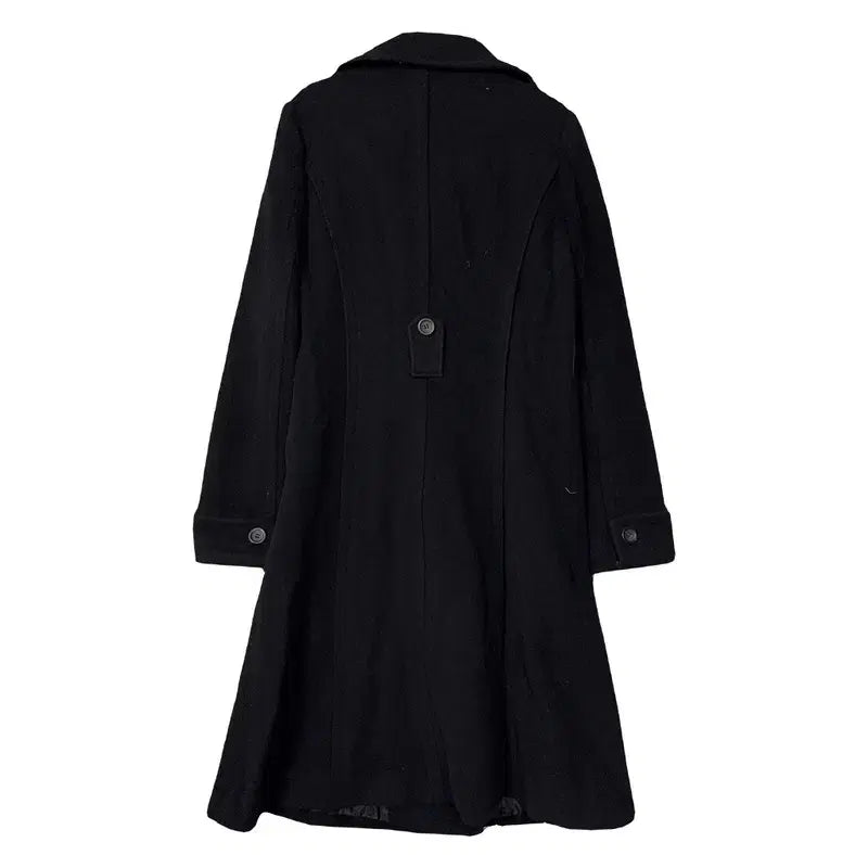 [BUNJANG] Tomboy Black Button Wool Long Coat / 톰보이 블랙 버튼 울 롱 코트 88-92-160