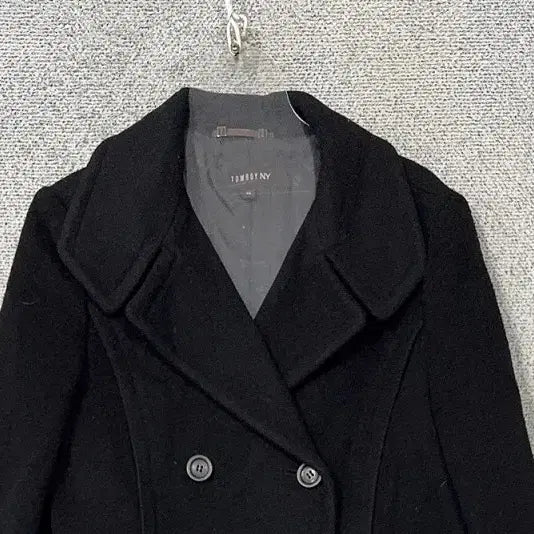 [BUNJANG] Tomboy Black Button Wool Long Coat / 톰보이 블랙 버튼 울 롱 코트 88-92-160