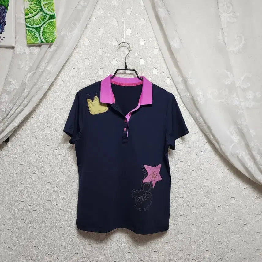 [BUNJANG] Navy Collar Short Sleeve T-Shirt Women&