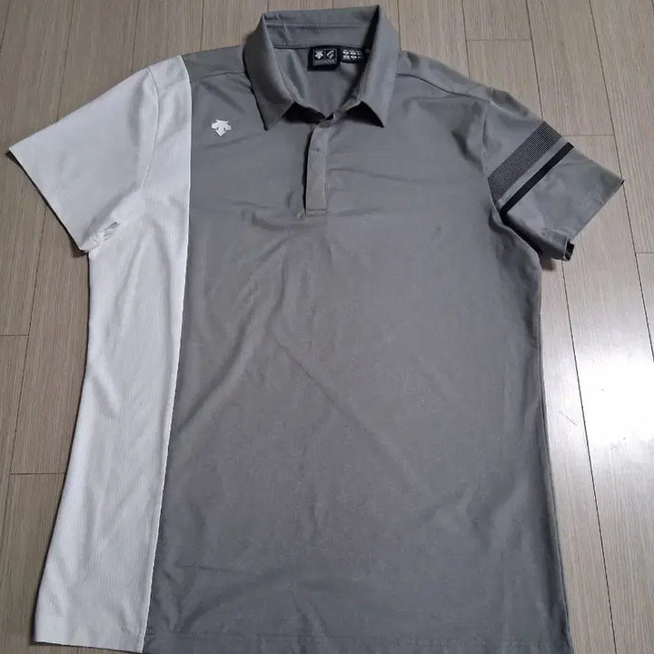 [BUNJANG] Descente Colorblock Short Sleeve Polo Shirt / 데상트 그레이 배색 반팔 폴로티