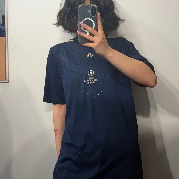 [BUNJANG] Adidas Champions League Navy Functional Short Sleeve T-Shirt (Size 105) / 105 아디다스 챔피언스리그 네이비 기능성 반팔 티셔츠