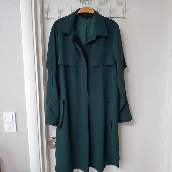 [BUNJANG] Green Long Trench Dress (Size 55-66) / 초록색 롱 트렌치 원피스 55~66반
