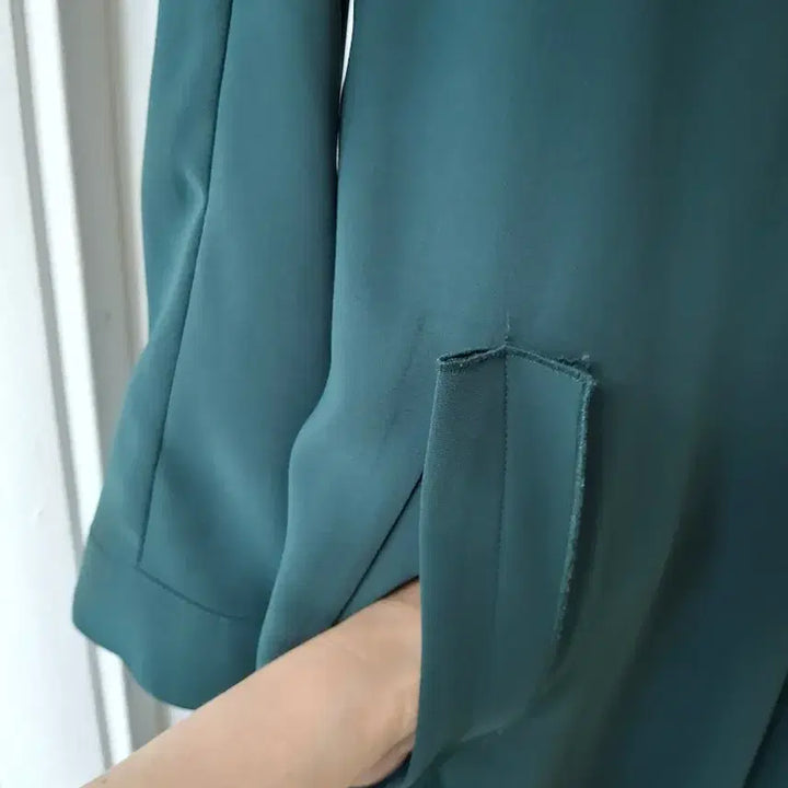 [BUNJANG] Green Long Trench Dress (Size 55-66) / 초록색 롱 트렌치 원피스 55~66반