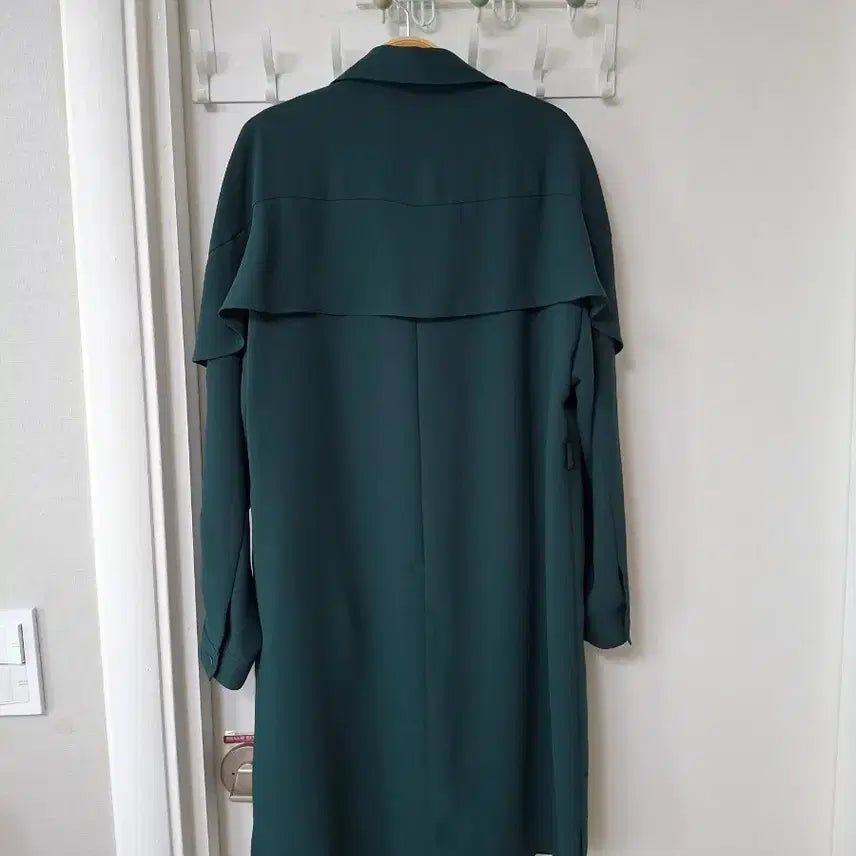 [BUNJANG] Green Long Trench Dress (Size 55-66) / 초록색 롱 트렌치 원피스 55~66반