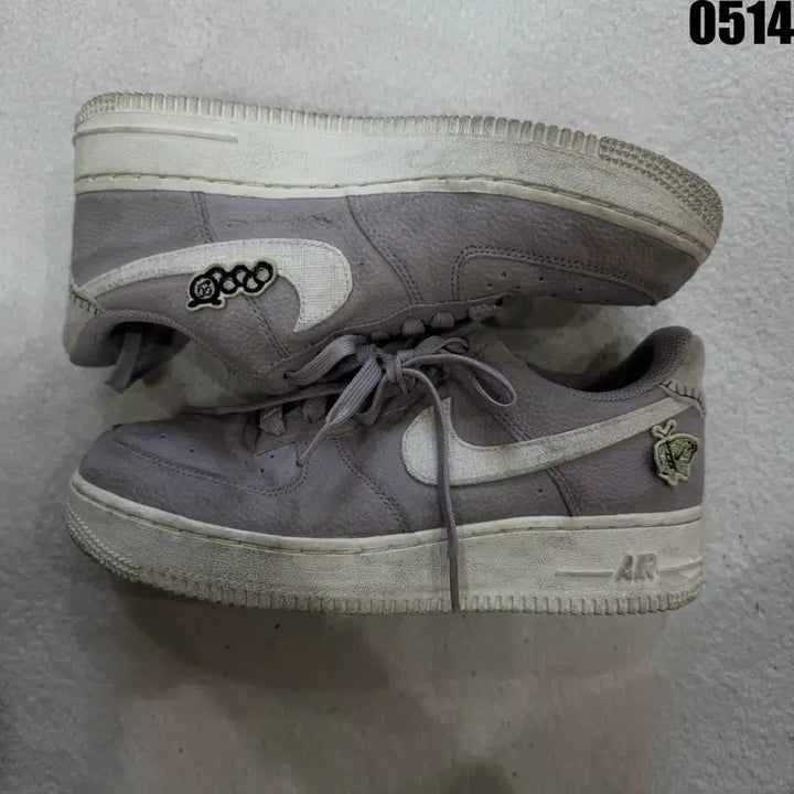 [BUNJANG] Nike Air Force 1 Custom Gray Sneakers (250) / 나이키 에어포스1 회색 커스텀 운동화 250