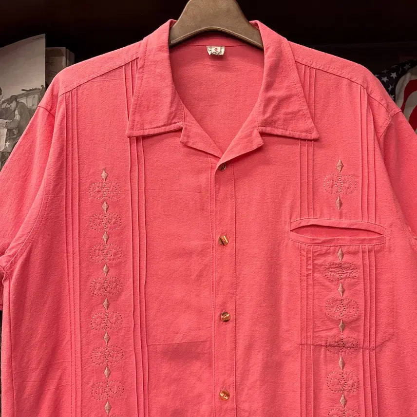 [BUNJANG] 80s-90s Vintage Minimal Pattern Alforza Guayabera Cuban Shirt XL / 80~90s VINTAGE 미니멀 패턴 알포르자 구아야베라 쿠바셔츠 N1