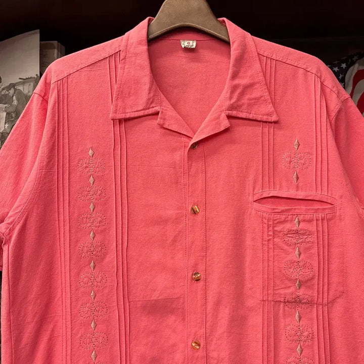 [BUNJANG] 80s-90s Vintage Minimal Pattern Alforza Guayabera Cuban Shirt XL / 80~90s VINTAGE 미니멀 패턴 알포르자 구아야베라 쿠바셔츠 N1