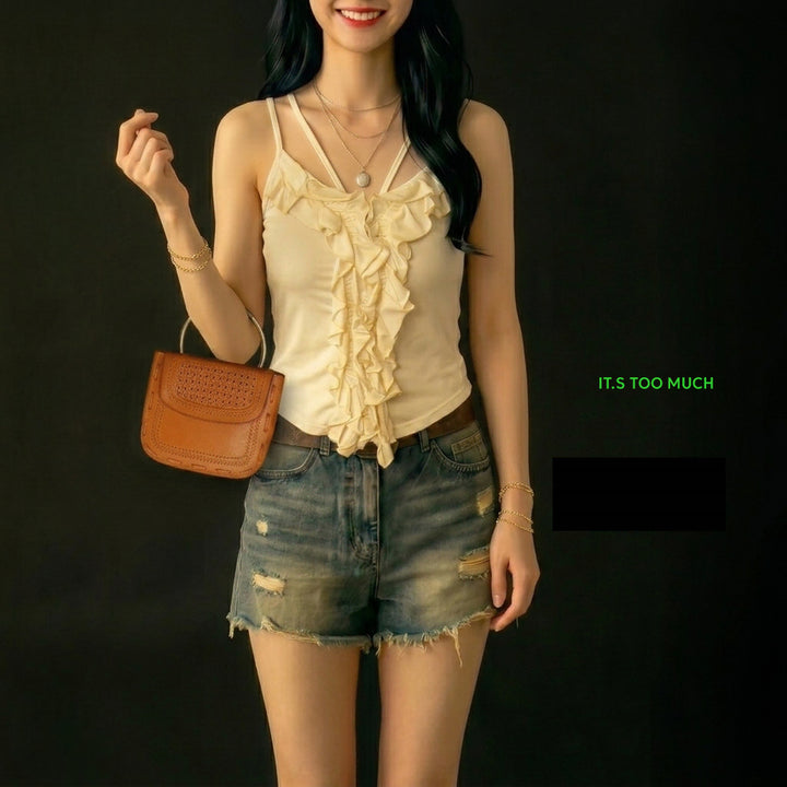 [BUNJANG] Vintage Retro Sleeveless Blouse Women&