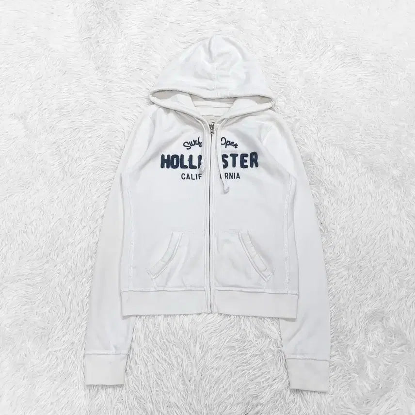 [BUNJANG] Hollister Spell Logo Zip-Up Hoodie White / 홀리스터 스펠 로고 후드집업 화이트