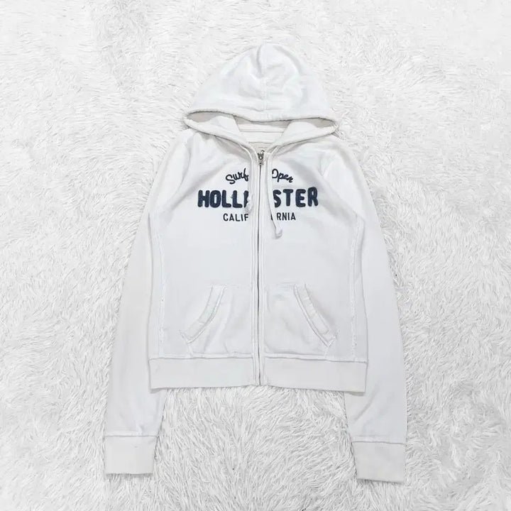 [BUNJANG] Hollister Spell Logo Zip-Up Hoodie White / 홀리스터 스펠 로고 후드집업 화이트