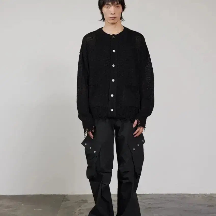 [SOLD OUT] 서피스에디션 데미지드 린넨 가디건 블랙 L