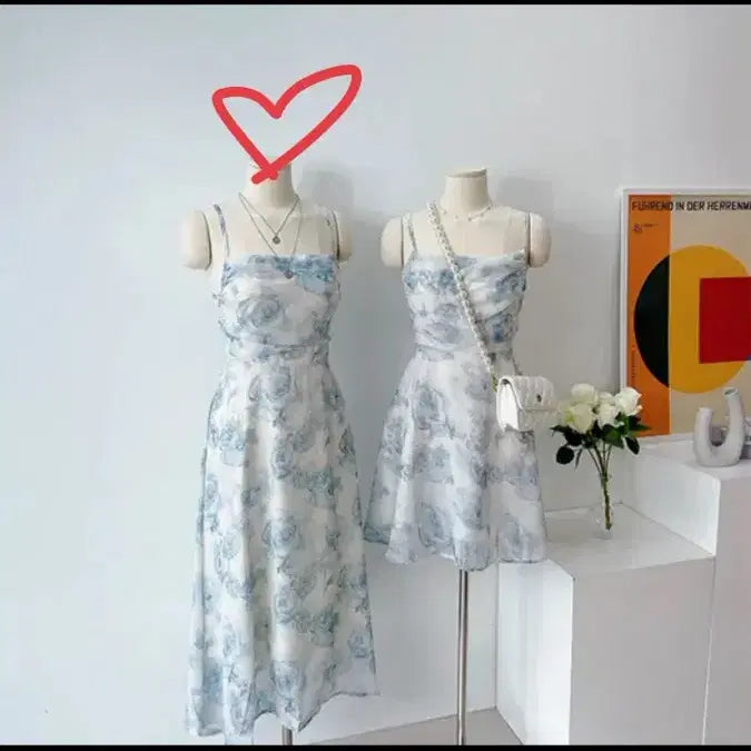 [BUNJANG] Flower Rose Pattern Sleeveless Shirring Long Dress / 플라워 로즈 패턴 나시 셔링 롱 원피스
