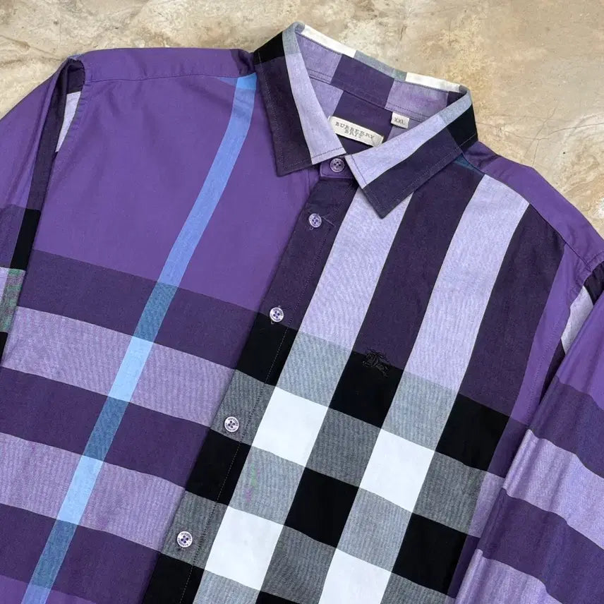 [BUNJANG] Burberry Nova Check Purple Shirt XXL / 버버리 노바체크 Purple 셔츠 XXL