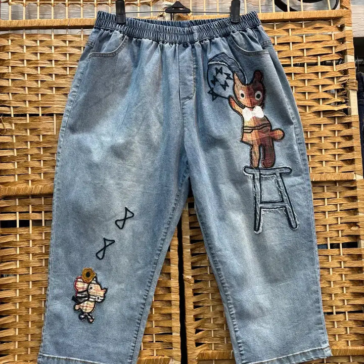 [BUNJANG] Denim Cropped Baggy Pants / 데님 배기 바지