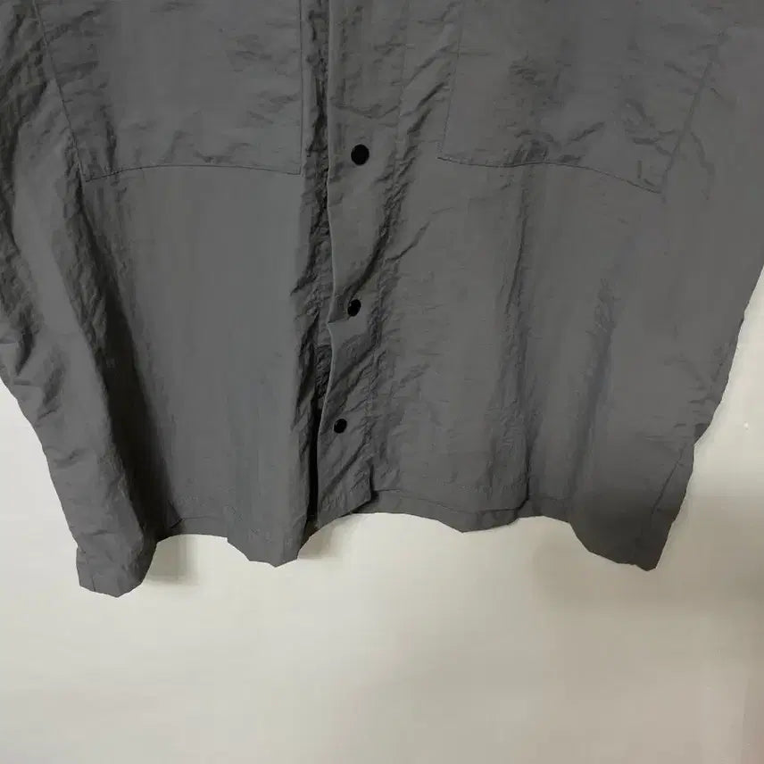 [BUNJANG] Charcoal Grey Nylon Workwear Loose Fit Short Sleeve Shirt / 100-110 챠콜그레이 나일론 워크웨어 루즈핏 반팔 셔츠 남방