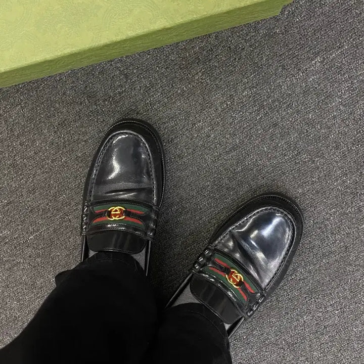 [BUNJANG] Gucci Interlocking G Logo Leather Loafers / Gucci 구찌 인터로킹 G 로고 레더로퍼 (박스포함)