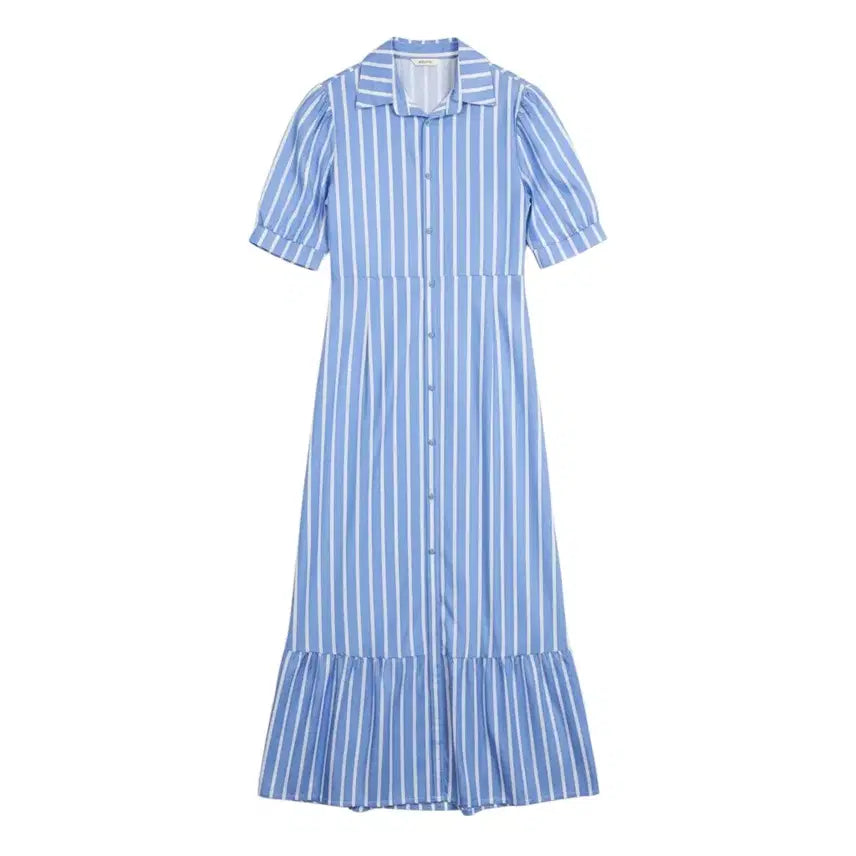 [BUNJANG] Simply Striped Shirt Dress XL / 여성XL / 심플리 단가라 셔츠원피스BL 0-25