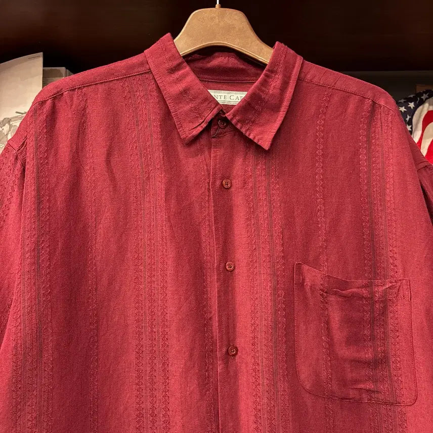 [BUNJANG] Monte Carlo 90s Multi Jacquard Stripe Textured Kuba Shirt / 90s 몬테카를로 멀티 자카드 스트라이프 텍스처 쿠바셔츠 N1335