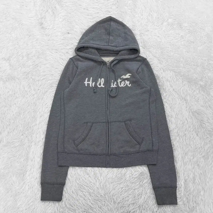 [BUNJANG] Hollister Spell Logo Hooded Zip-up Grey / 홀리스터 스펠 로고 후드집업 그레이